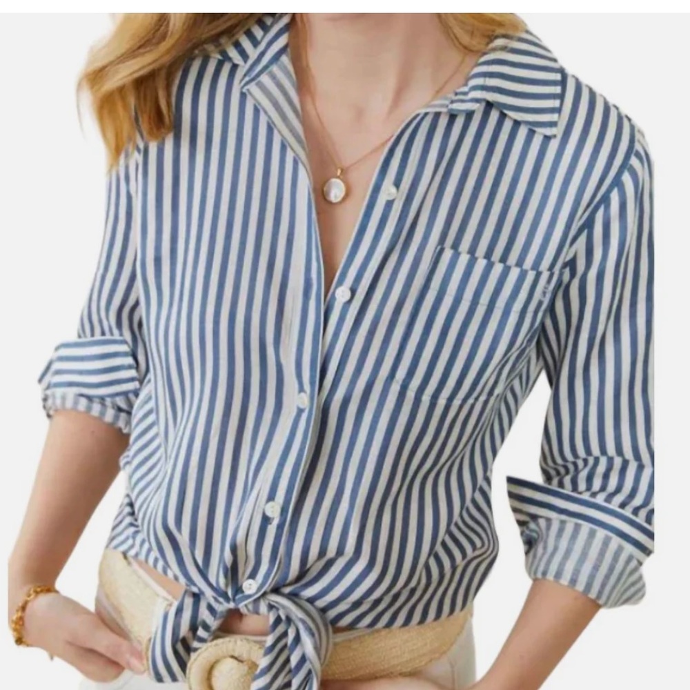 Lois Button up shirt Mini Stripe Sea Blue size xs